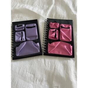 Lot of 2 Notebooks Journals Pink Purple Diary Pockets Girly Stationery